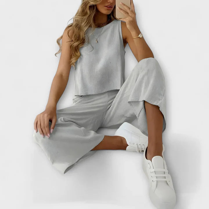 Livia – Conjunto de Lino Sin Mangas